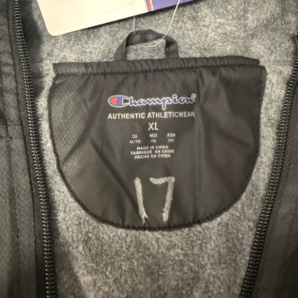 Champion Hooded Windbreaker Jacket Fleece Lined Black Mens XL Full Zip - Picture 5 of 11